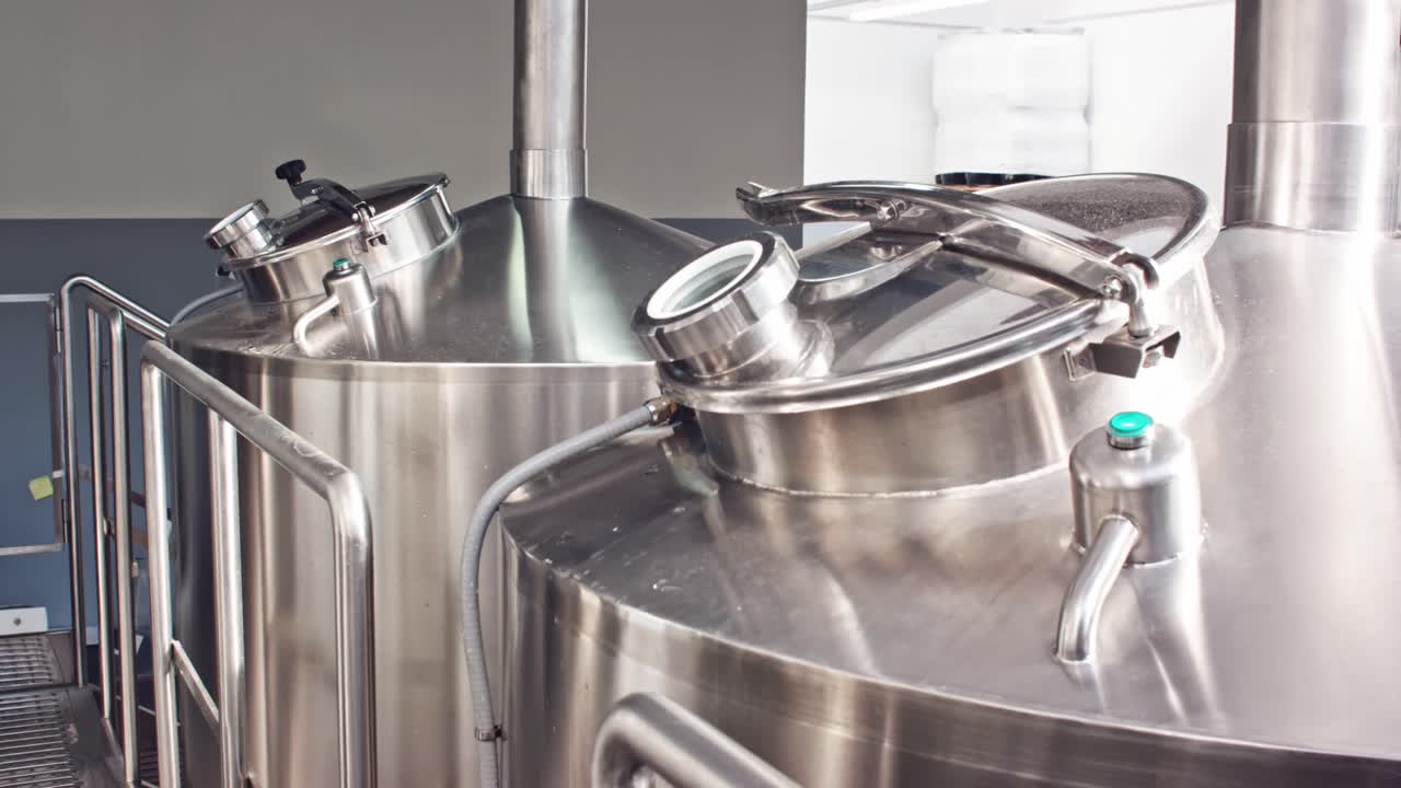 Stainless Steel Tanks in a Brewery