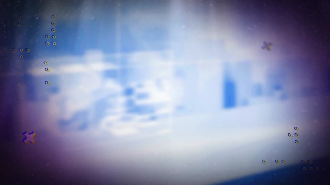 파란색과 보라색 배경 위의 데이터 처리 애니메이션