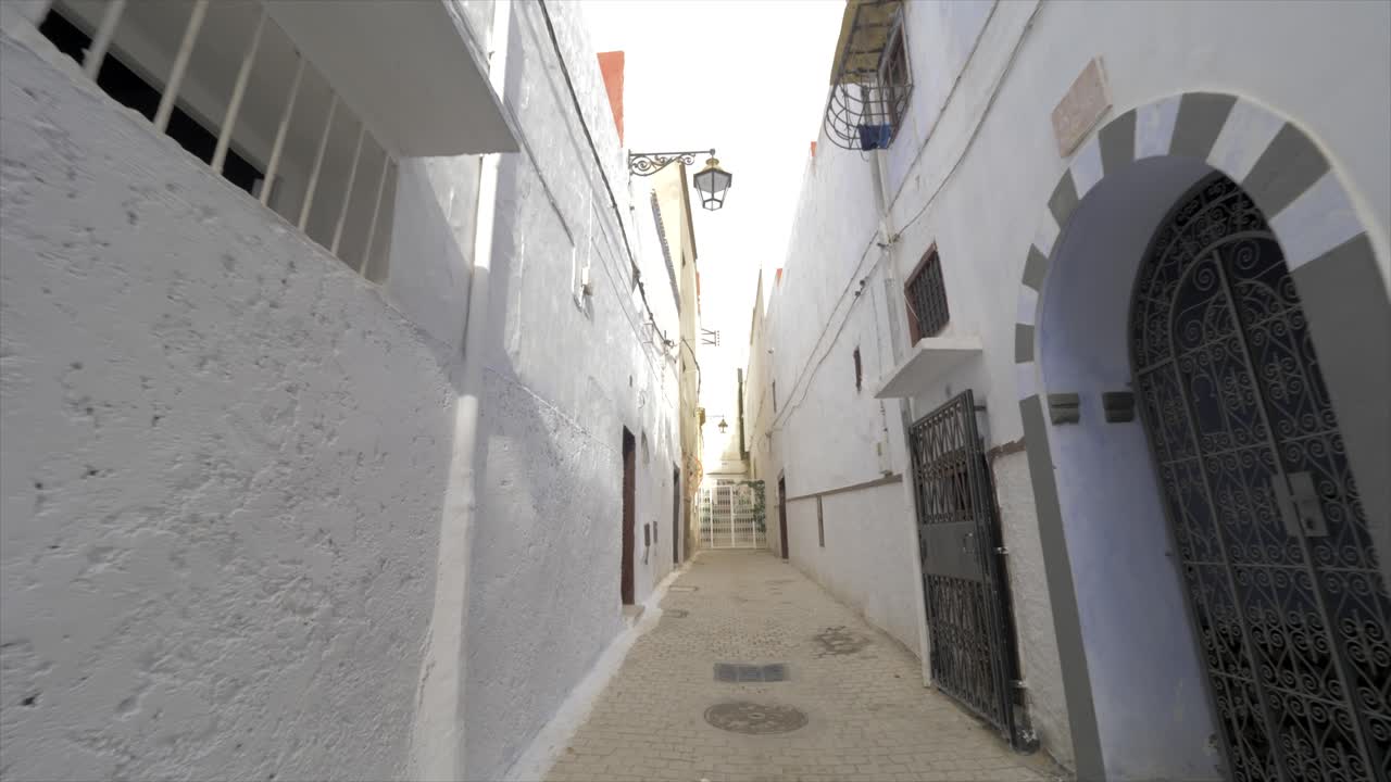 Walking through streets in the ancient city Rabat in Morocco