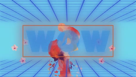 Animation-Von-Wow-Im-Digitalen-Abstrakten-Raum-Mit-Blumen