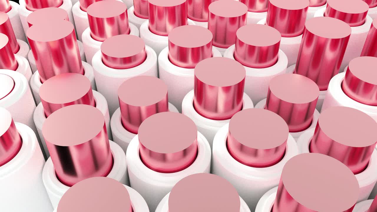 conjunto abstracto de formas de cilindro metálico 3d animación de renderización de fondo. telón de fondo de bucle 4k.