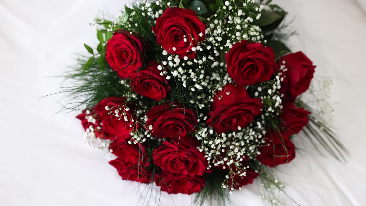 Bouquet of Red Roses with Baby's Breath