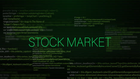 animation of stock market text over data processing