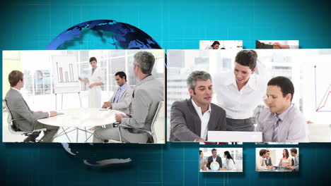 animación en 3d de varias reuniones de negocios