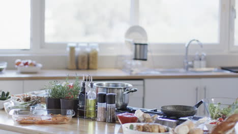 General-view-of-kitchen-with-spices-and-utensils-with-copy-space