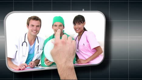 hand selecting various medical images
