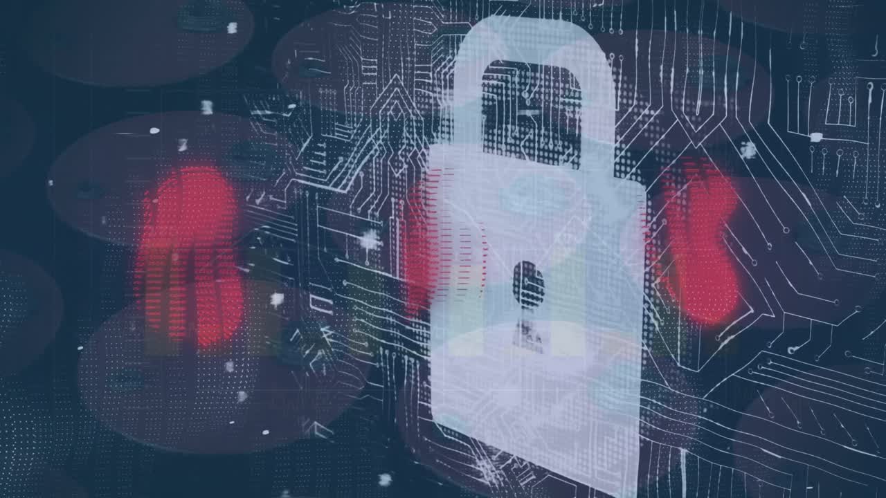 animación del candado y procesamiento de datos a través de una placa de circuitos informáticos