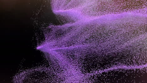 dynamic purple particles forming abstract shapes on black background