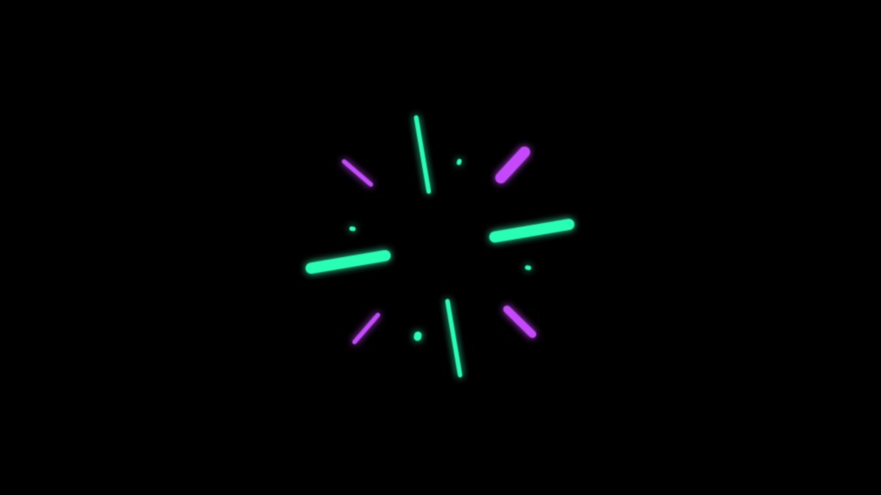 Animazione geometria, luce colorata e brillante isolata su sfondo nero