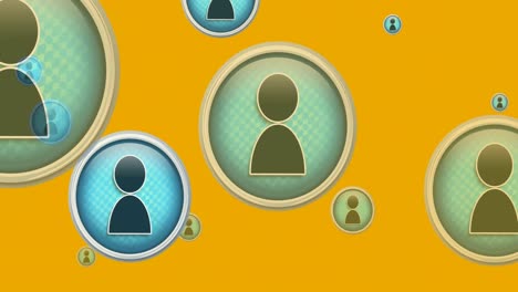 animación de iconos de personas en línea que se mueven sobre un fondo amarillo