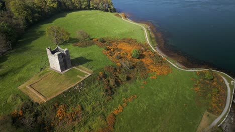 aerial shot of strangford lough in county down, northern ireland