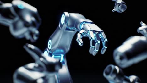 a futuristic exploration of robotic innovation: captivating visuals of dynamic robotic arms in sleek metallic finish and mesmerizing light effects