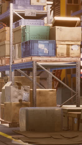 stacked boxes in a warehouse