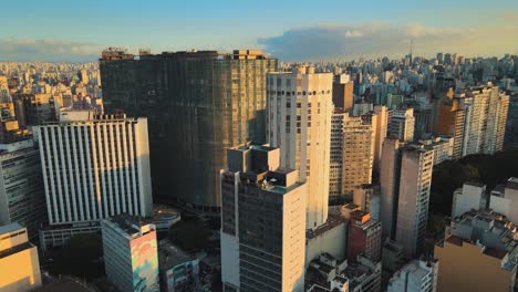drone buildings copan sao paulo city sunset center city ipiranga 165 constructions aerial shot