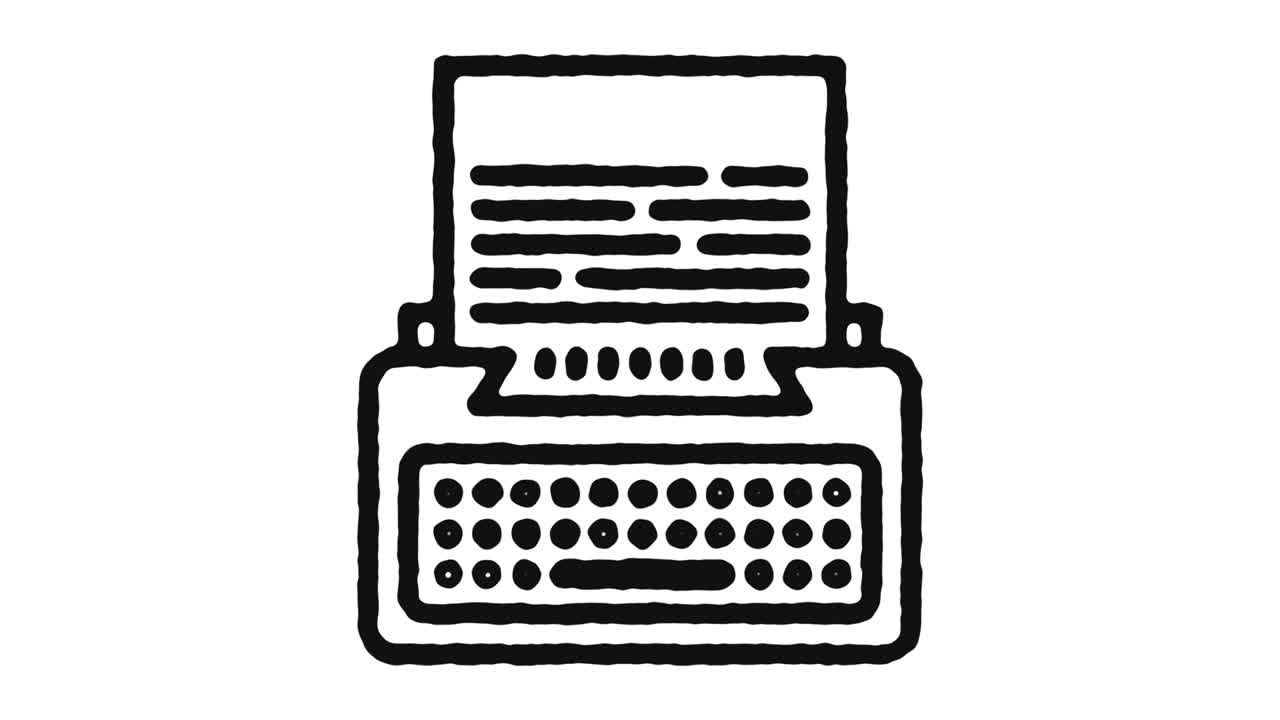 Typewriter Icon Animation Footage & Alpha Channel