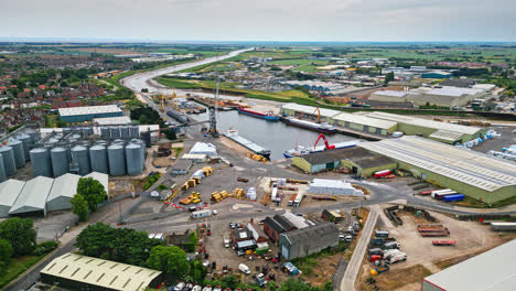 breathtaking aerial drone footage displays boston, lincolnshire: port, ships, saint botolph church , saint botolph’s bridge