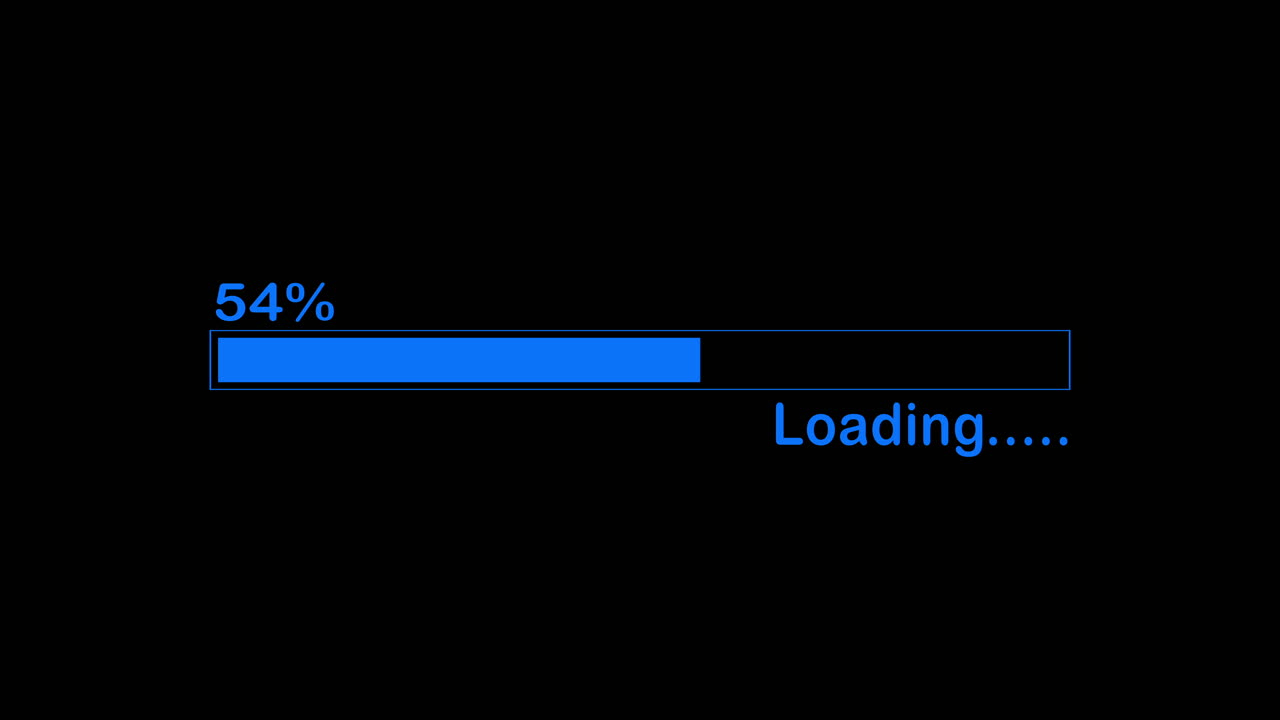 Blue Loading Progress Bar Animation on Black Background