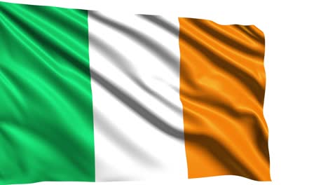 flag of ireland with fabric structure in the wind, with an alpha channel (loopable)