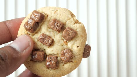 galleta de chocolate en la mano