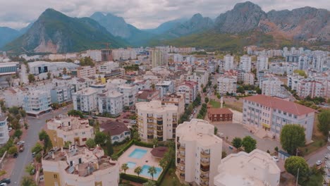 aerial view of a mediterranean city with mountains