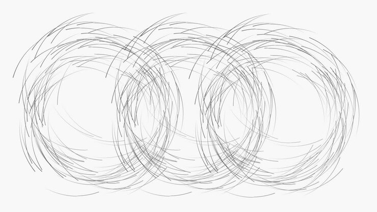 Digital composite of three moving circles