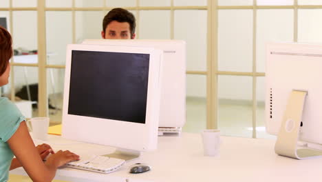 equipo de negocios casual trabajando en computadoras