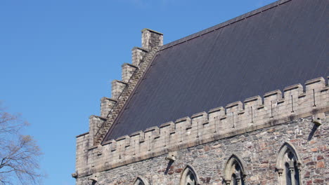 slow zoom in to haakon’s hall gable end at bergenhus fortress in bergen