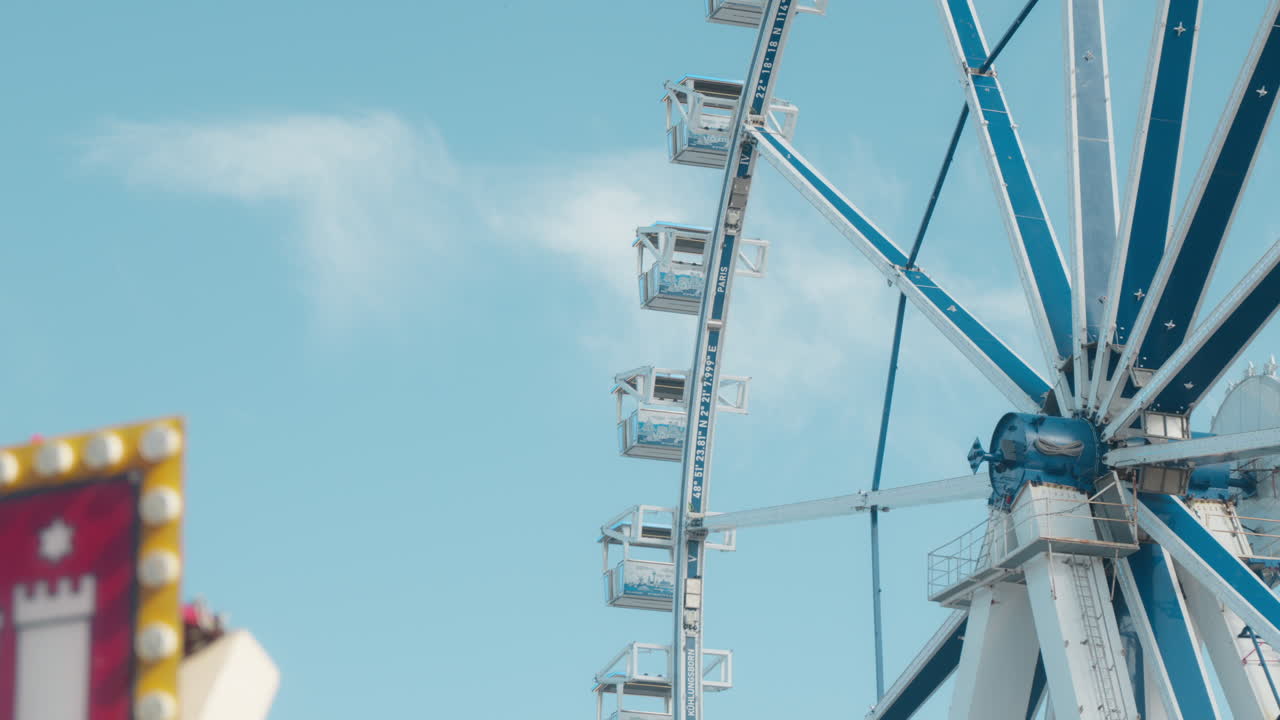 Giant Ferris wheel against clear blue sky at Hamburger Dom. Hamburg, St. Pauli
