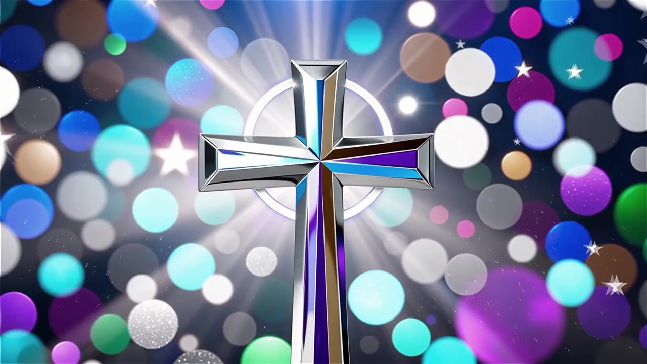 Croce Cristiana Luce Celestiale Sfondo per il Culto.