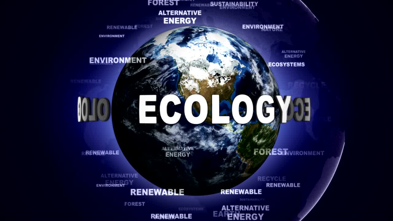 지구를 둘러싼 생태학 텍스트 애니메이션