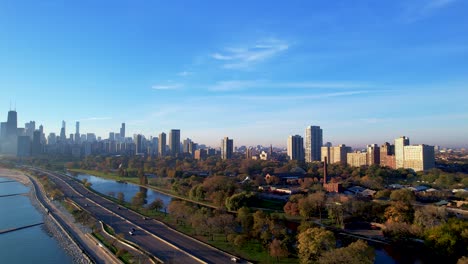 chicago environmental friendly green city skyline aerial footage