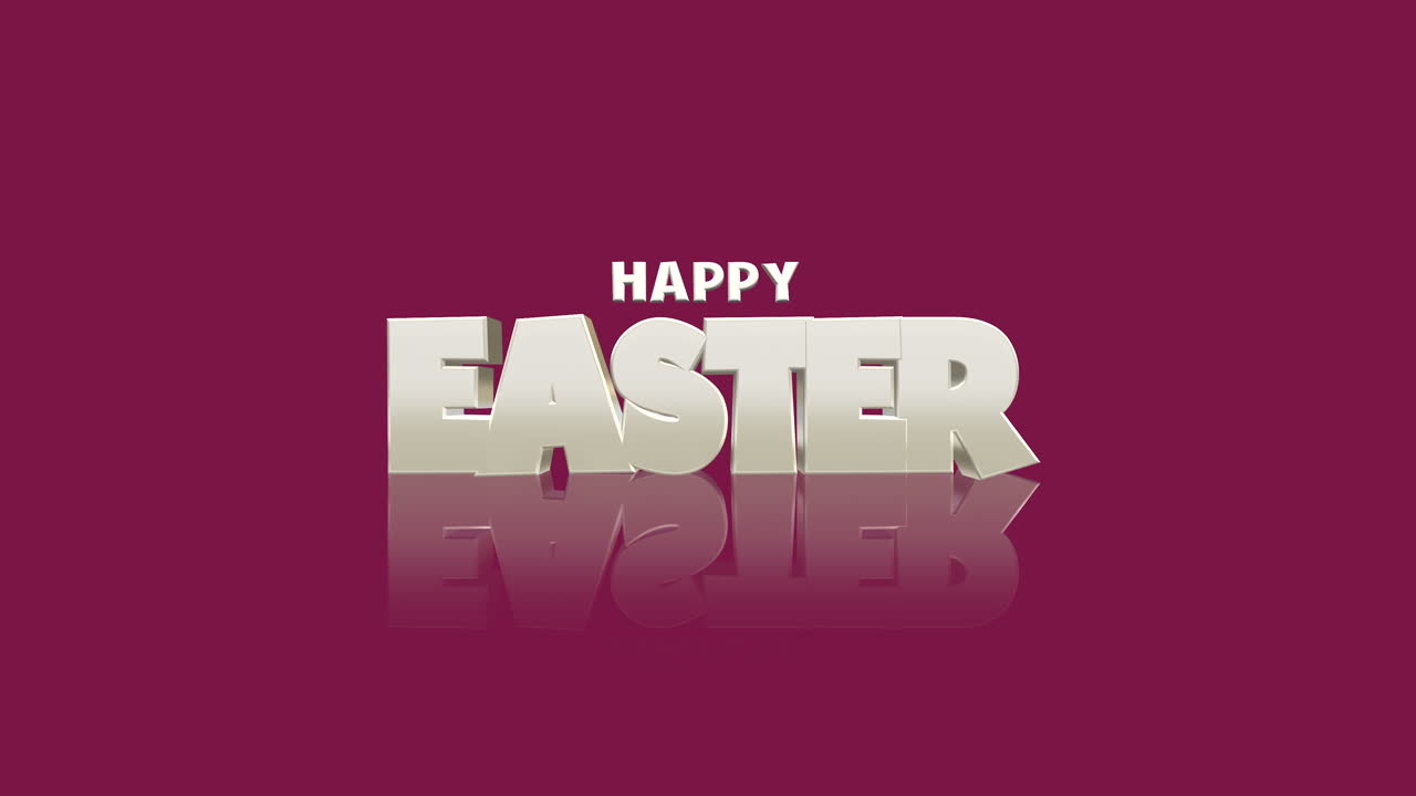 Testo bianco "Buona Pasqua" fluttuante su sfondo rosso.