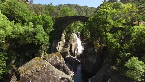 aerial view bridge over waterfall