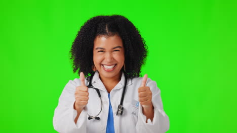 Green-screen,-face-or-doctor-with-a-thumbs-up