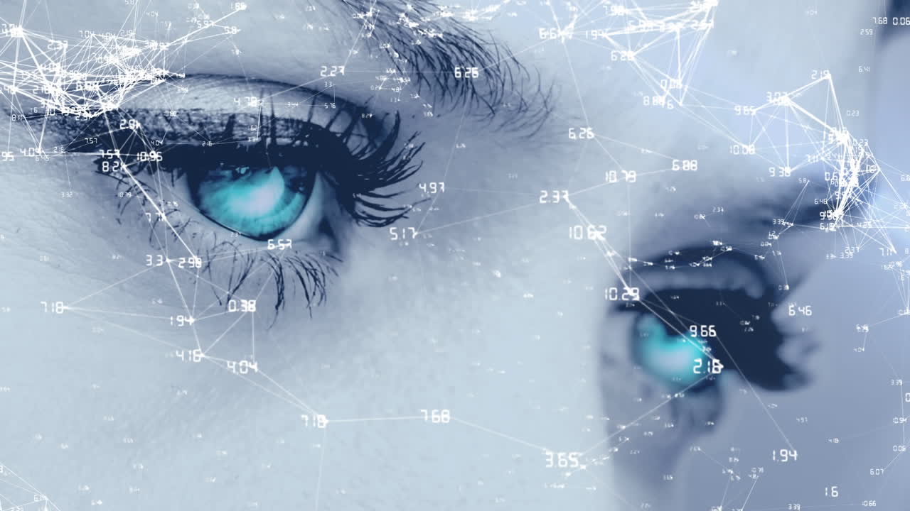 occhio blu con connessioni dati