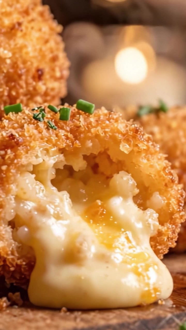 Deliciously Golden Cheesy Balls: Irresistible Fried Appetizer with Creamy Filling and Crisp Outer Layer Perfect for Snacking and Parties