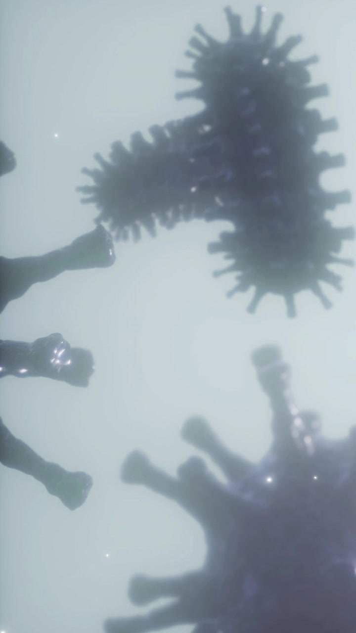 Virus structure observed under microscope in a lab setting