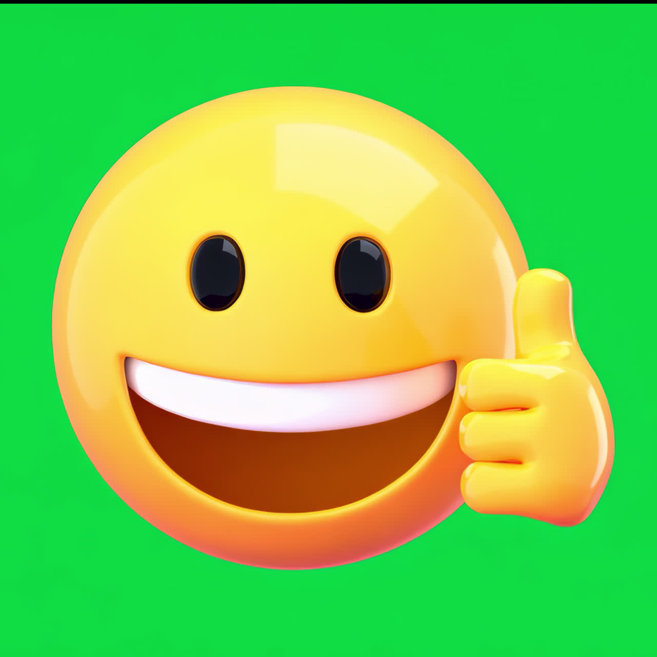 Happy emoji thumbs up animation isolated asset, transparent 4K video, alpha channel, ProRes 4444