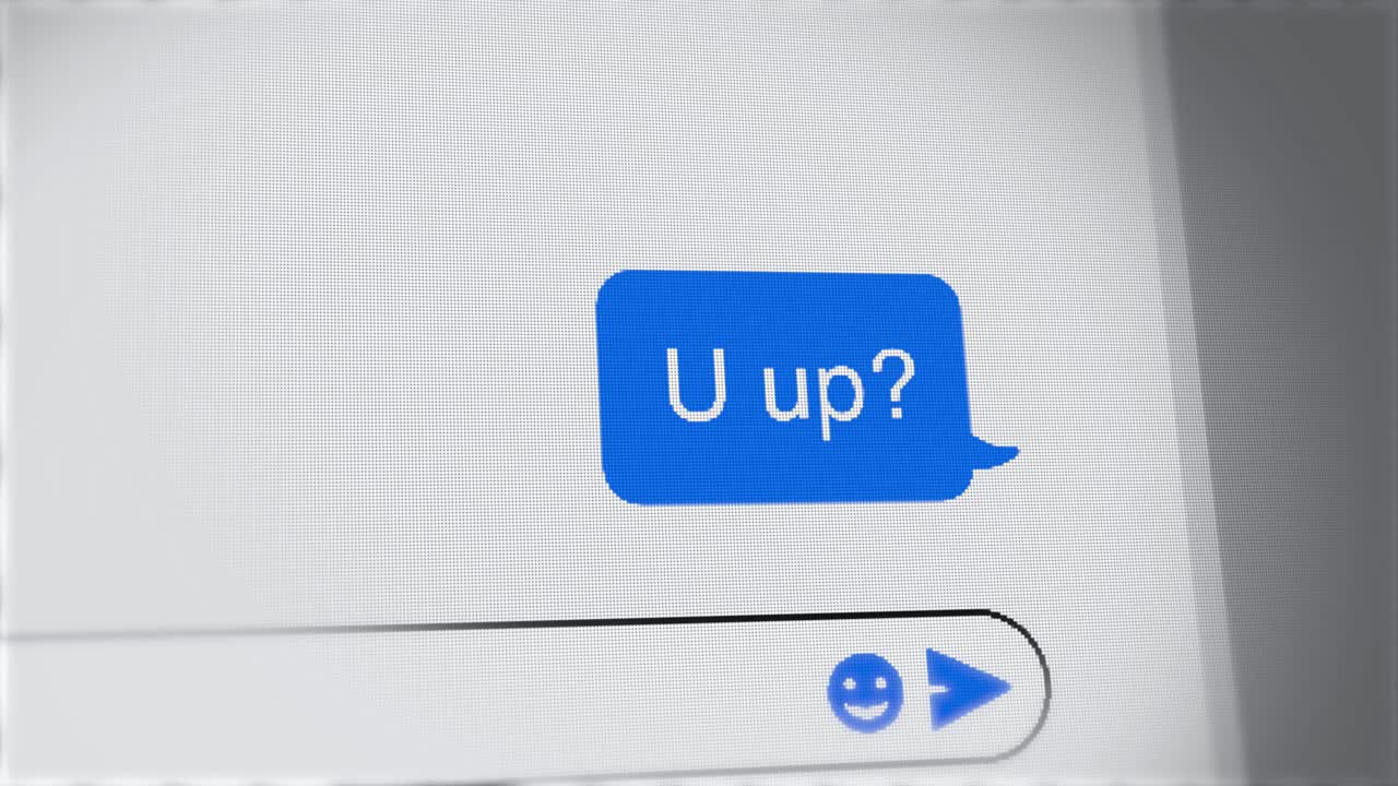 U up - question on chat screen on mobile phone - close up