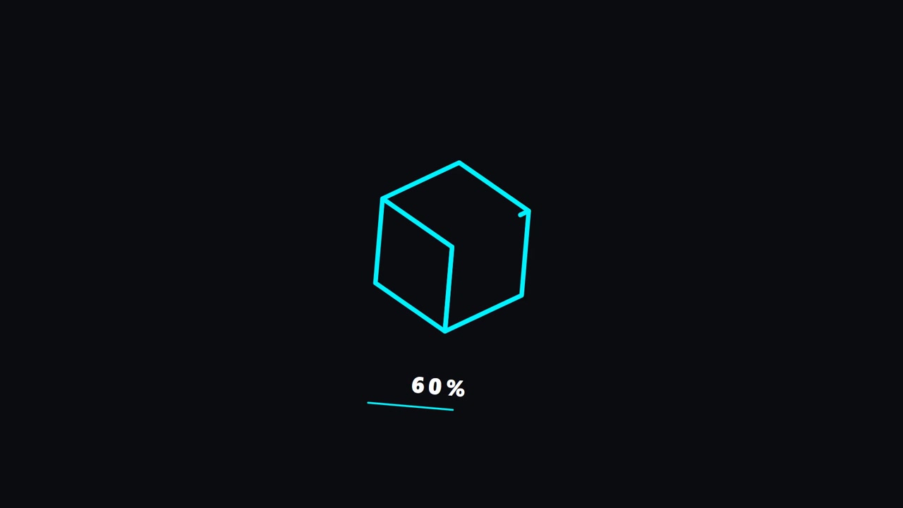 Digital Loading Progress Bar with Geometric Cube Animation