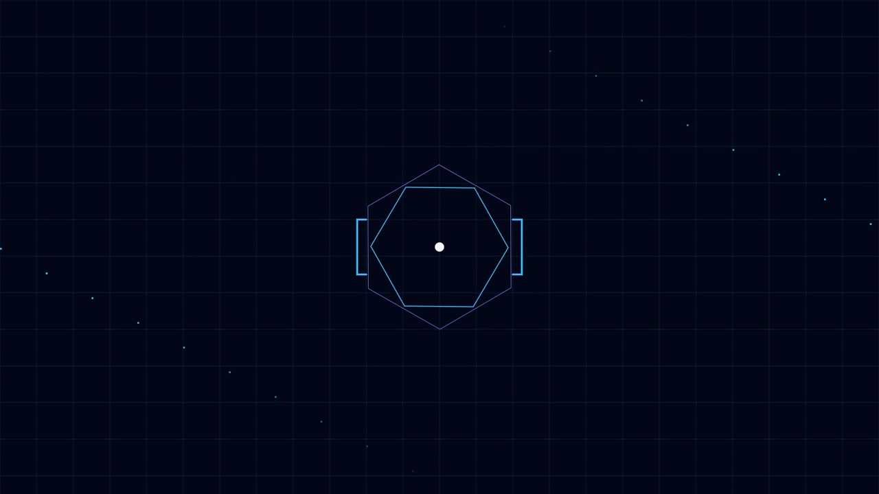 Abstract Digital Hexagon Interface Animation on Dark Grid Background