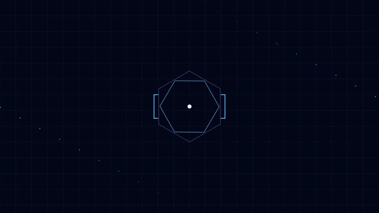 Abstract Digital Hexagon Interface Animation on Dark Grid Background
