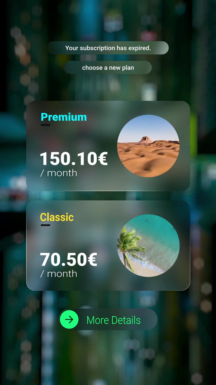 Subscription Renewal Interface Overlaying Night City Traffic