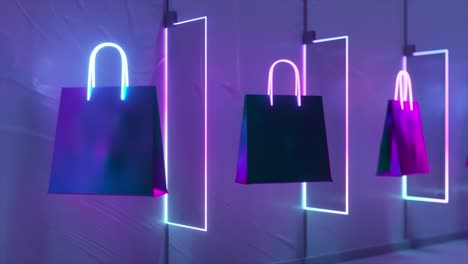 neon shopping bags display