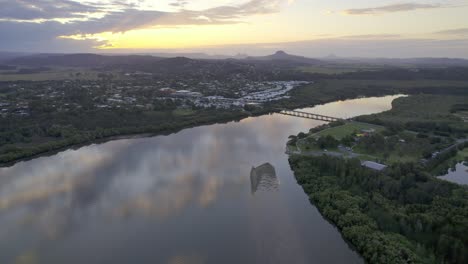 talep bridge spanning across the maroochy river with a distant view of mount coolum, queensland, australia