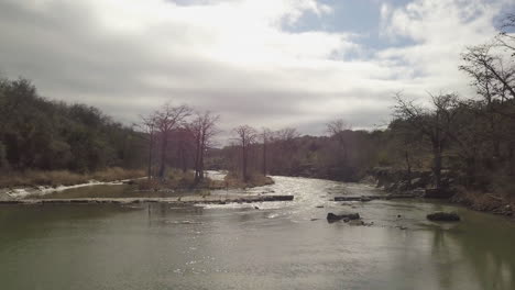 Aerial-of-river-in-central-Texas-hill-country