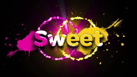 Animation-of-sweet-text-on-black-background