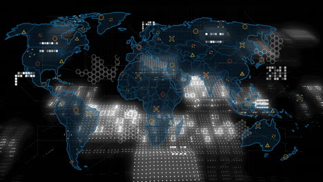 animación de la red de conexiones sobre el mapa del mundo