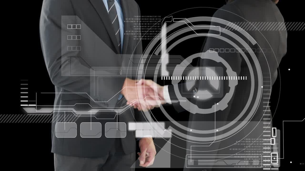 비즈니스맨의 손짓을 통해 스 ⁇  스캔과 데이터 처리 애니메이션