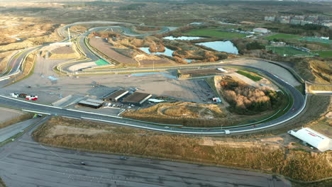 aerial lateral view of f1 circuit race track at zandvoort in the netherlands